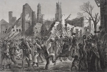 Einzug des 55. Massachusetts Colored Regiment in Charleston, West Virginia, 21. Februar 1865